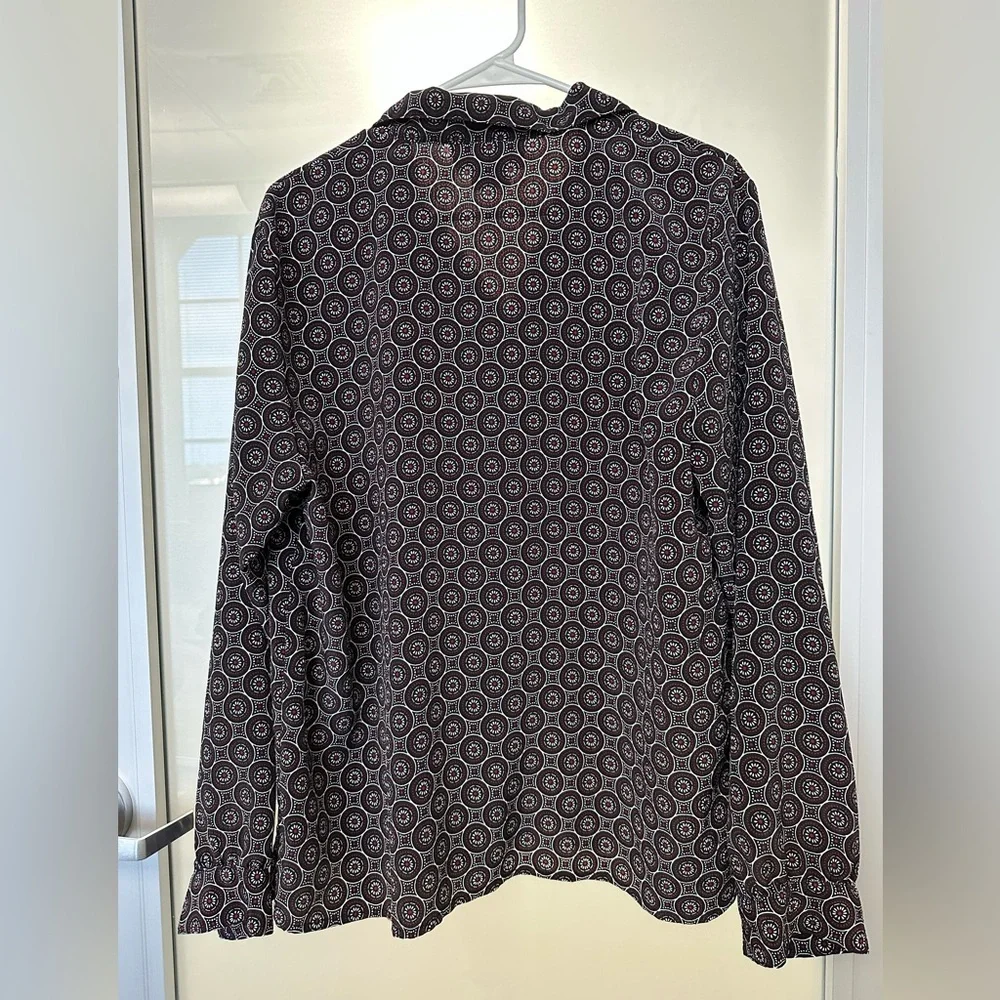 Vintage Donnkenny Black and White Geometric Floral Blouse size Large - Picture 4 of 5